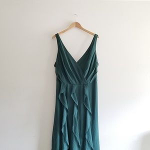 Emerald green crinkle chiffon bridesmaids dress